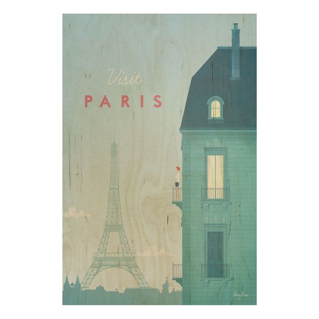 Quadri legno vintage Poster di viaggio - Parigi