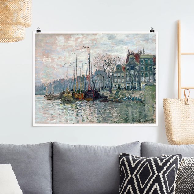 Stampe quadri famosi Claude Monet - Veduta di Prins Hendrikkade e Kromme Waal ad Amsterdam