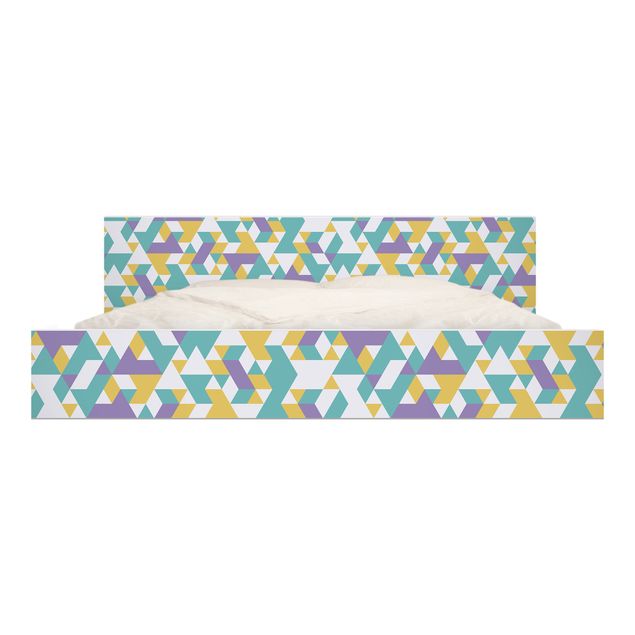 Pellicole adesive per mobili letto Malm IKEA No.RY33 Triangoli lilla