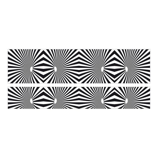 Carta adesiva per mobili IKEA - Malm Letto basso 180x200cm Psychedelic black and white pattern