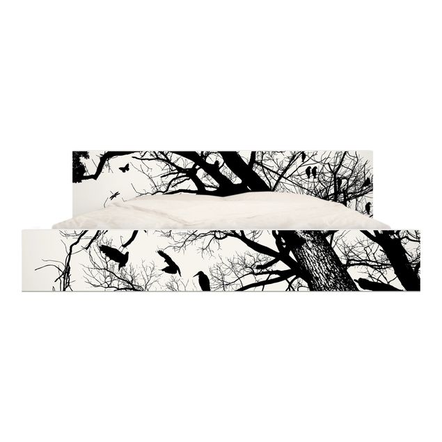 Pellicola bianca adesiva Albero vintage nel cielo
