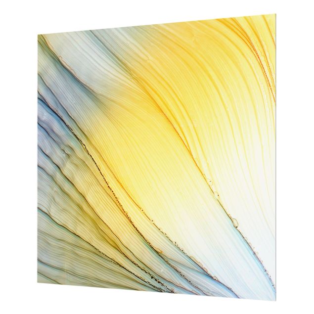 Paraschizzi in vetro - Danza di colori mélange in giallo miele - Quadrato 1:1