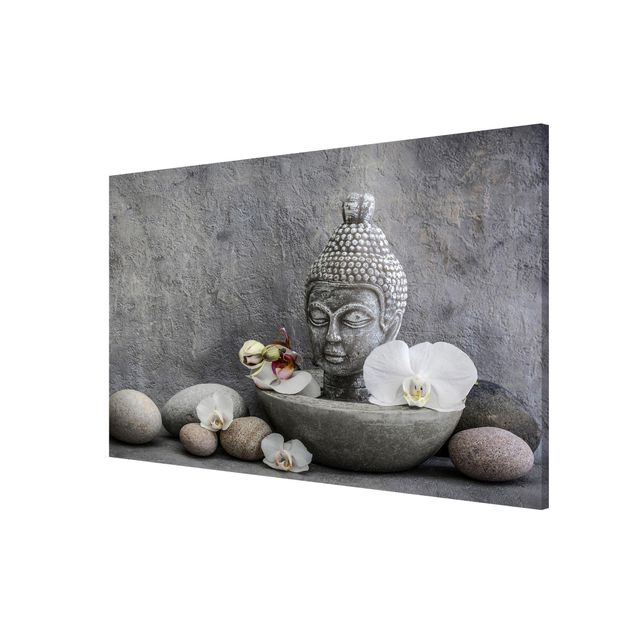 Riproduzioni quadri famosi Buddha Zen, orchidea e pietra