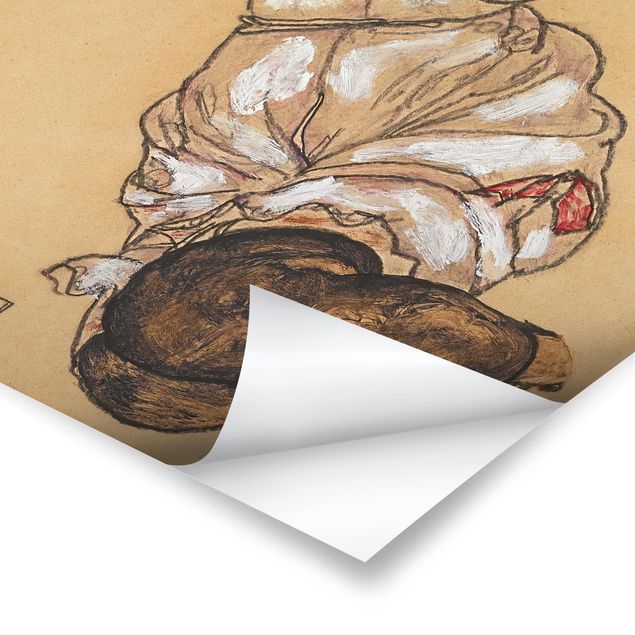 Quadri stampe Egon Schiele - Torso femminile in biancheria intima e calze nere