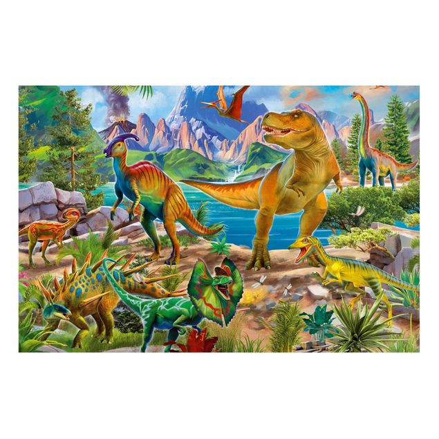 Quadro moderno T-Rex e Parasaurolofo
