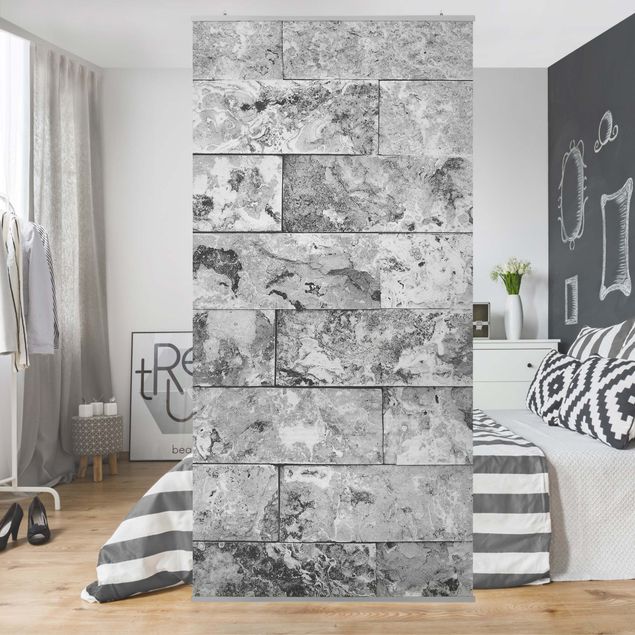 Tessili online Muro di pietra in marmo naturale grigio