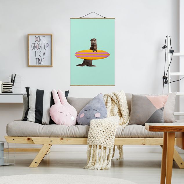 Riproduzioni quadri Lontra con tavola da surf