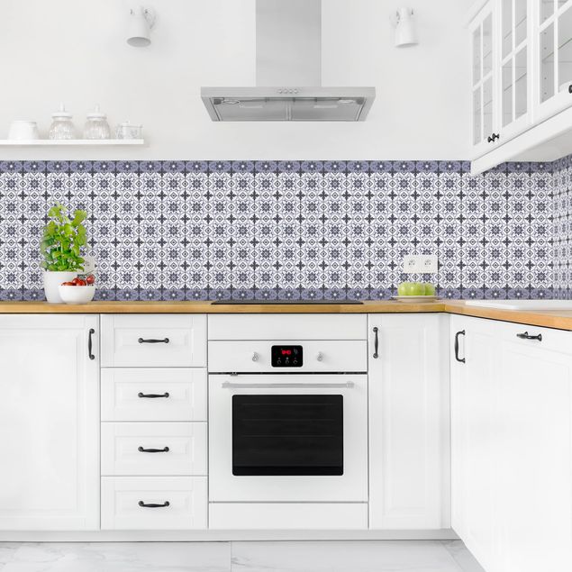 Rivestimenti per cucina con disegni Mix di piastrelle geometriche Fiore Viola