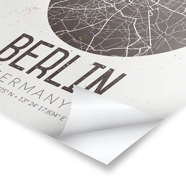 Quadri Mappa della città di Berlino - Retrò