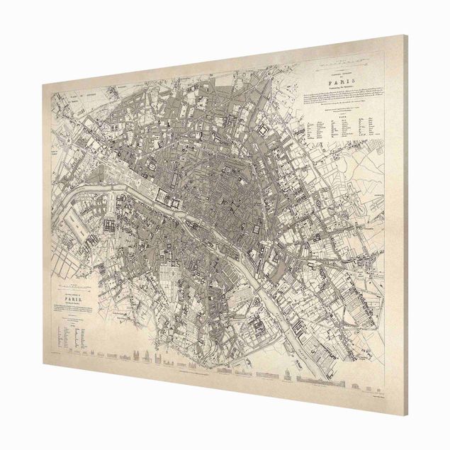 Quadri stile vintage Mappa vintage Parigi