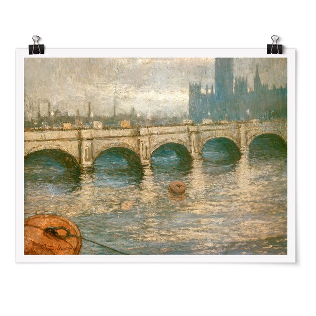 Quadri impressionisti Claude Monet - Il ponte sul Tamigi e il palazzo del Parlamento a Londra