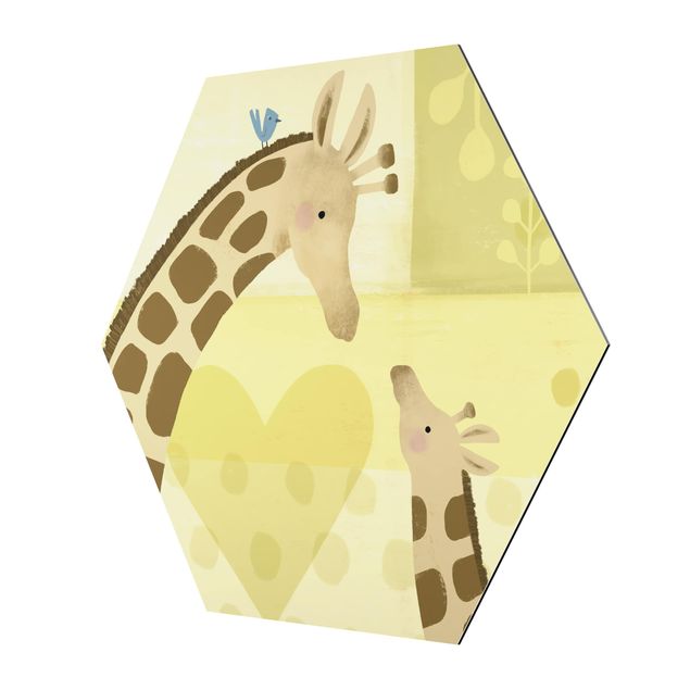 Quadro giallo Io e la mamma - Giraffe