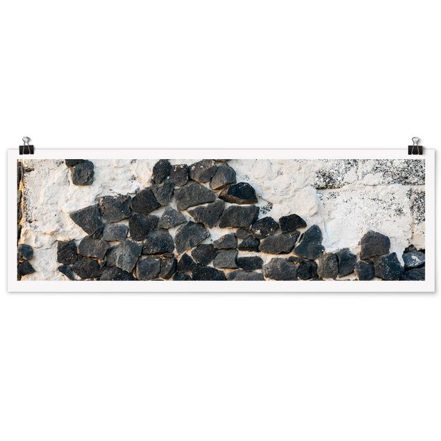 Quadri grigi Muro con pietre nere