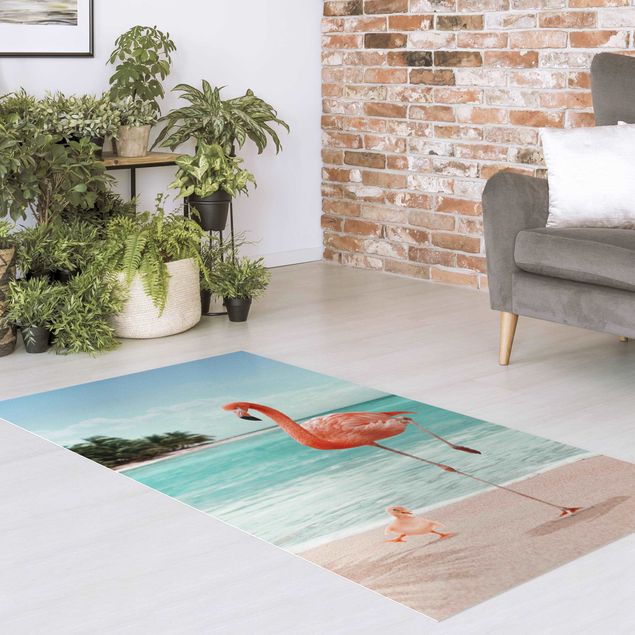 tappeto moderno Spiaggia con fenicottero