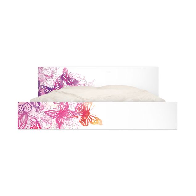 Carta adesiva per mobili IKEA - Malm Letto basso 160x200cm Butterfly Dream