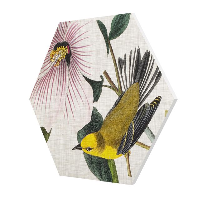 Stampe forex Uccello su lino giallo I