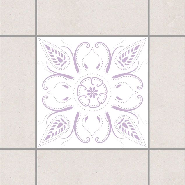Adesivi per piastrelle con fiori Bandana Bianco Lavanda