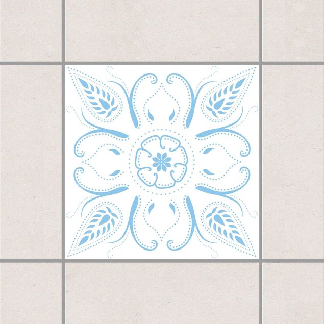 Adesivi per piastrelle con fiori Bandana Bianco Azzurro