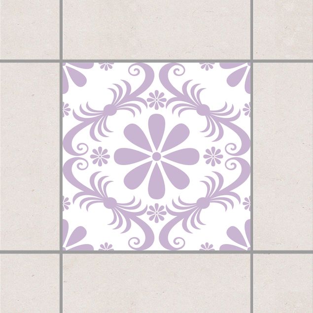 Adesivi per piastrelle con fiori Design floreale Bianco Lavanda