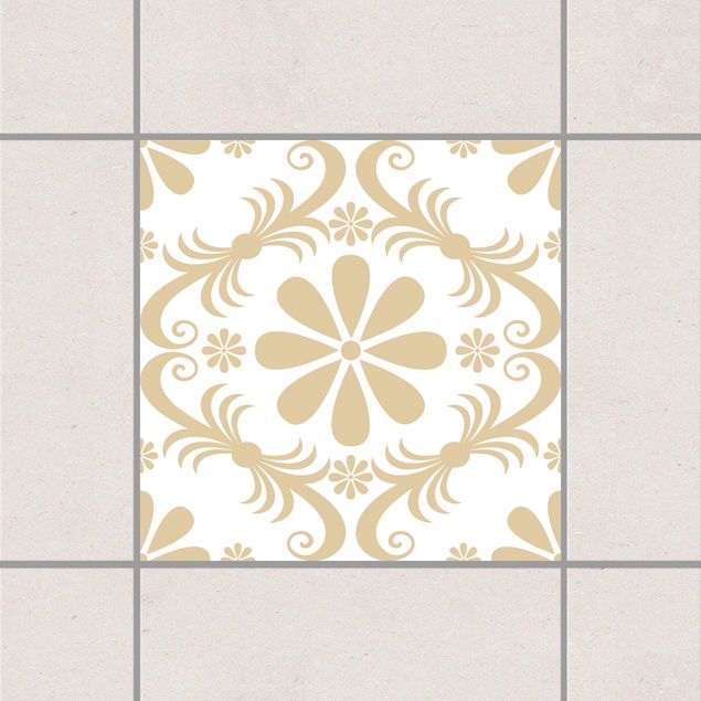 Adesivi per piastrelle con fiori Design floreale Bianco Marrone Chiaro