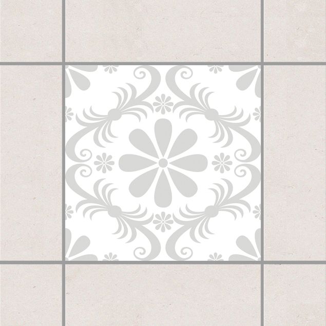 Adesivi per piastrelle fiori Design floreale Bianco Grigio Chiaro