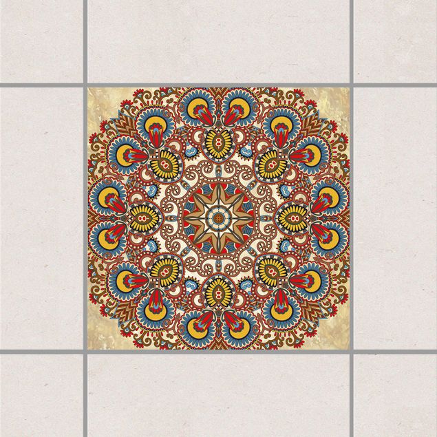 Adesivi per piastrelle con disegni Mandala colorato