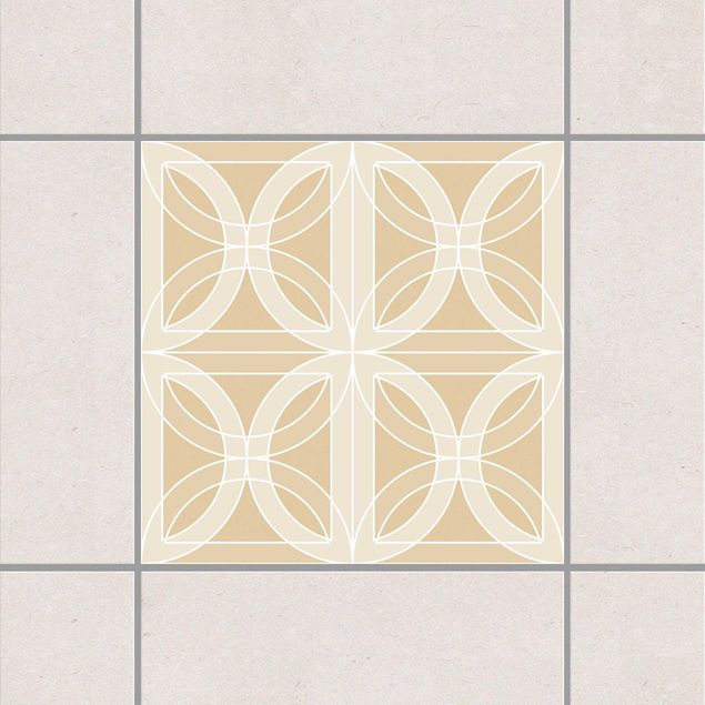 Adesivi per piastrelle con disegni Design circolare su piastrella marrone chiaro