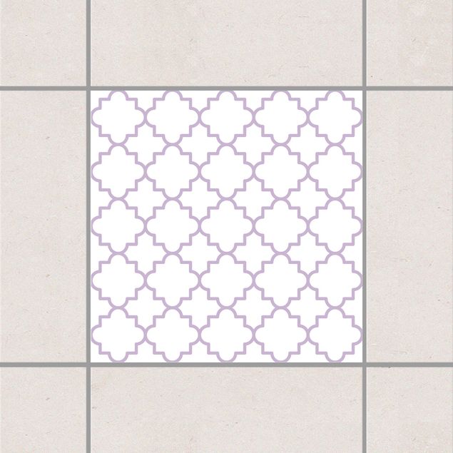 Pellicole per piastrelle stile marocchino Quadrifoglio tradizionale Bianco Lavanda