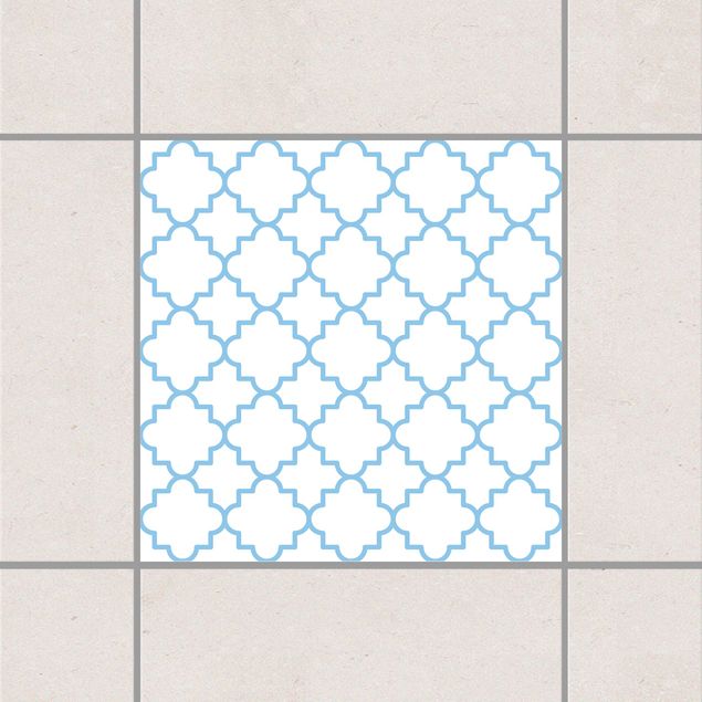 Pellicole per piastrelle stile marocchino Quadrifoglio tradizionale Bianco Azzurro