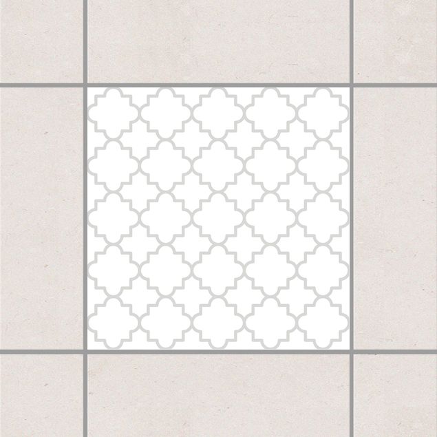 Pellicole per piastrelle stile marocchino Quadrifoglio tradizionale Bianco Grigio chiaro