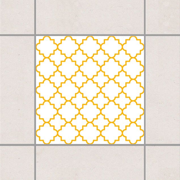 Pellicole per piastrelle stile marocchino Quadrifoglio tradizionale bianco giallo melone