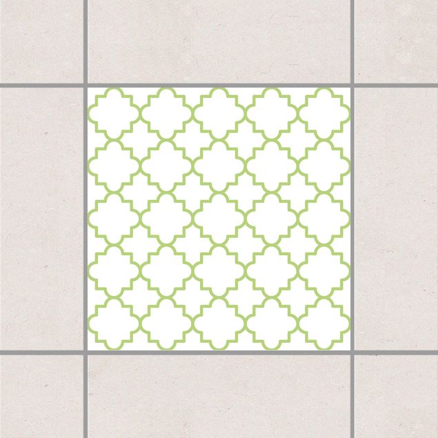 Pellicole per piastrelle stile marocchino Quadrifoglio tradizionale bianco verde primavera