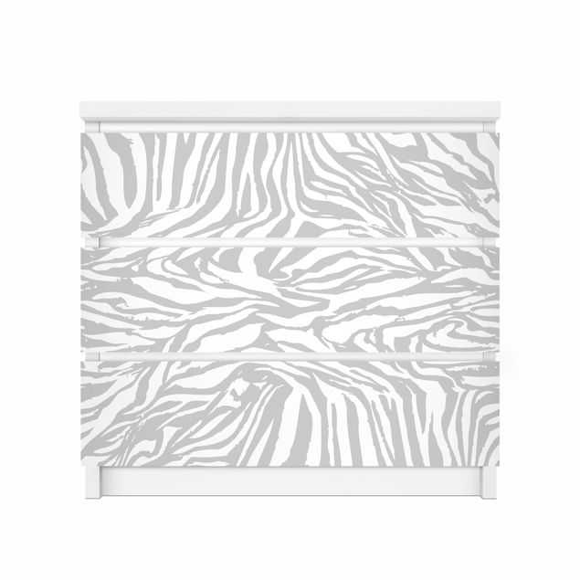 Pellicole adesive per mobili cassettiera Malm IKEA Disegno zebra grigio chiaro 39x46x13cm