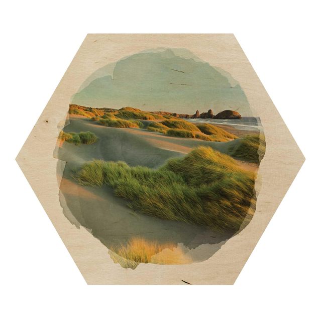 Stampe su legno Acquerelli - Dune ed erbe al mare