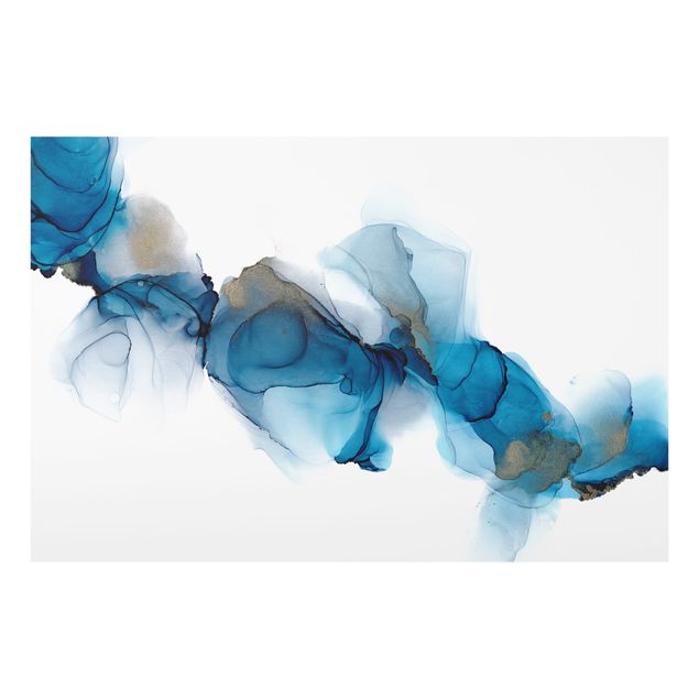 Paraschizzi in vetro - La via del vento in blu e oro - Formato orizzontale 3:2