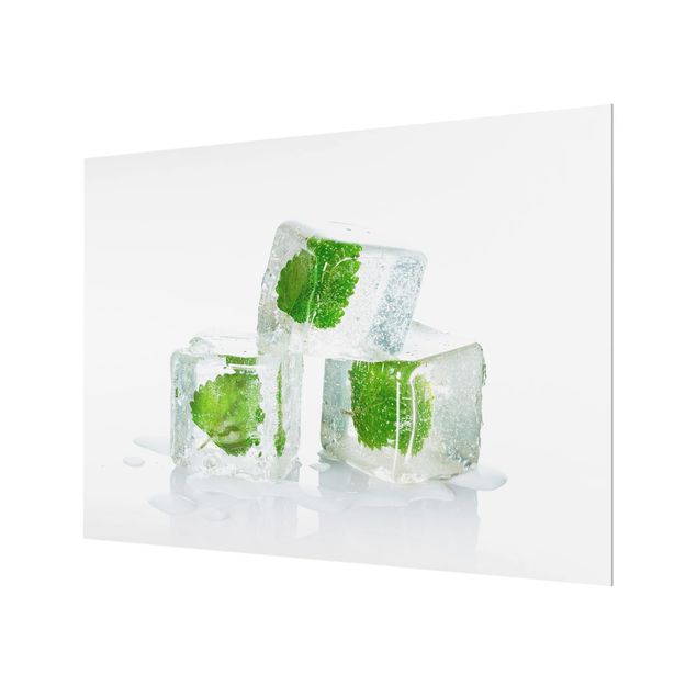 Paraschizzi in vetro - Three Ice Cubes With Lemon Balm