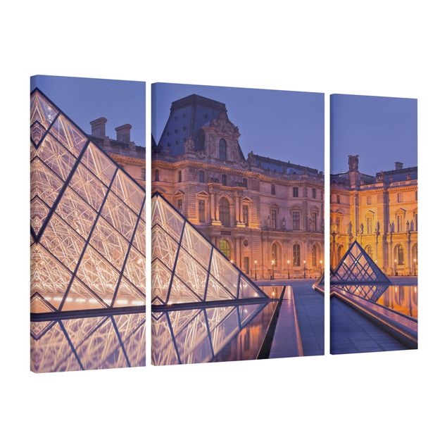 Quadro moderno Louvre Parigi di notte