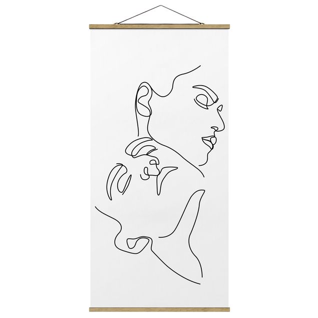Quadri astratti moderni Line Art - Volti di donna Bianco