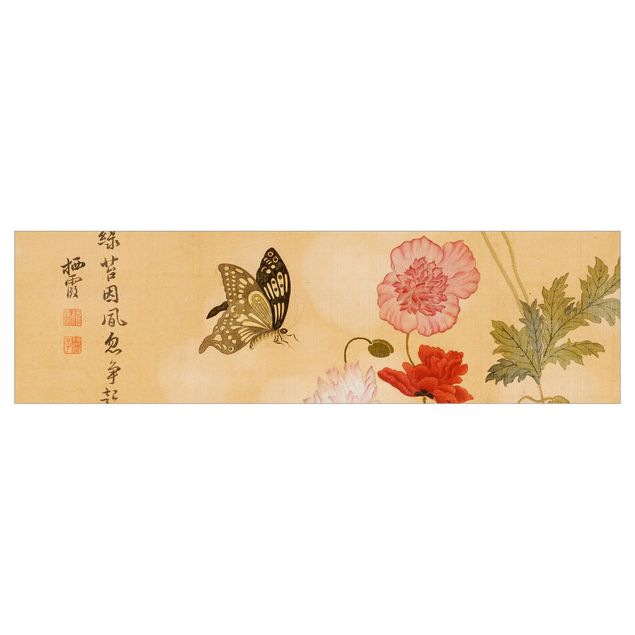 pannelli cucina Yuanyu Ma - Fiore di papavero e farfalla
