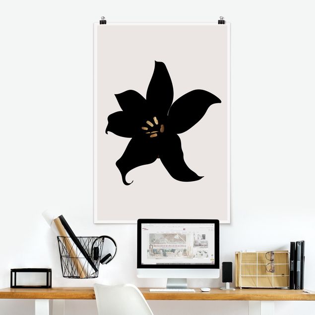 Quadri con pesci Mondo vegetale grafico - Orchidea nera e oro
