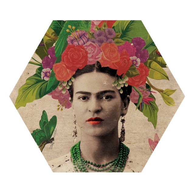 Quadri su legno Frida Kahlo - Ritratto di fiori