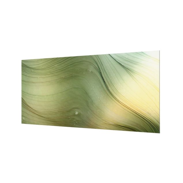 Paraschizzi in vetro - Mélange di verde con giallo miele - Formato orizzontale 2:1