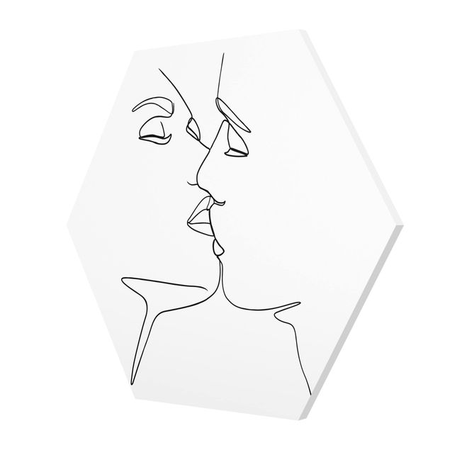 Quadri Blek Prints Line Art - Facce da bacio Bianco e Nero