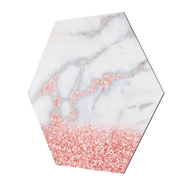 Quadri stampe Effetto marmo con coriandoli rosa