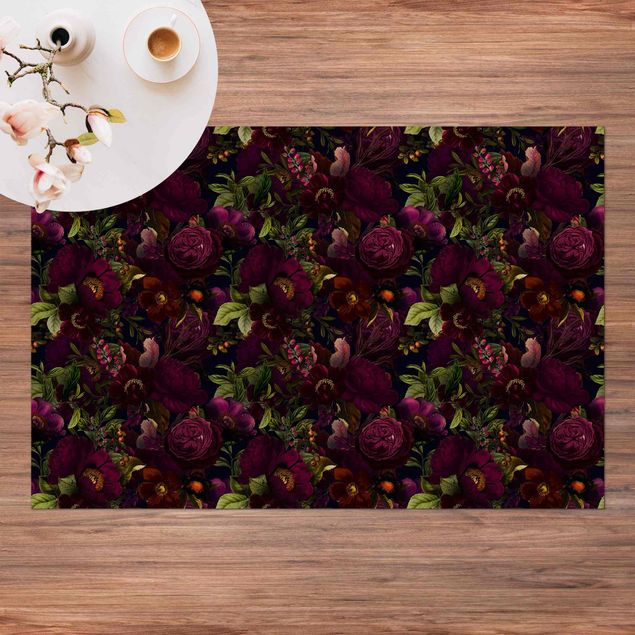 tappeto design moderno Fiori viola scuro