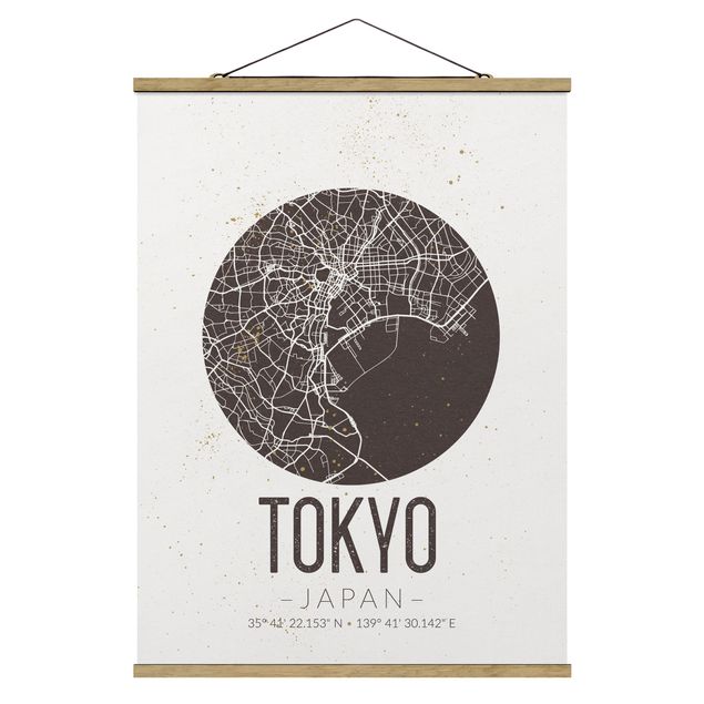 Quadri vintage Mappa di Tokyo - Retrò