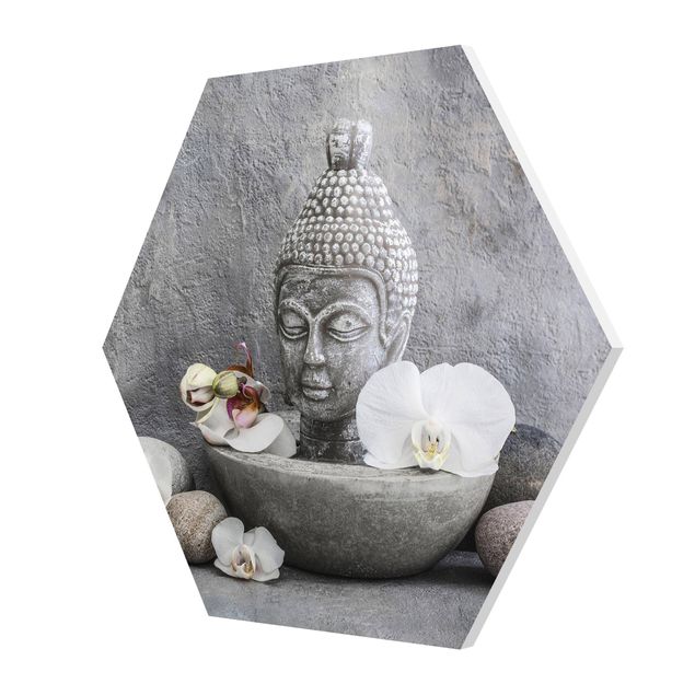 Quadri Andrea Haase Buddha Zen, orchidea e pietra