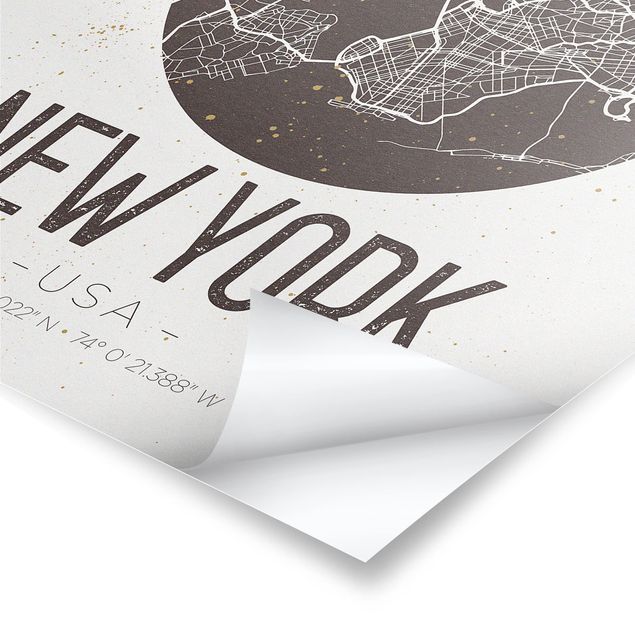 Quadri Mappa di New York - Retrò