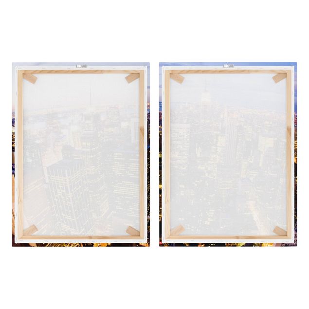 Stampa su tela città Skyline di New York di notte