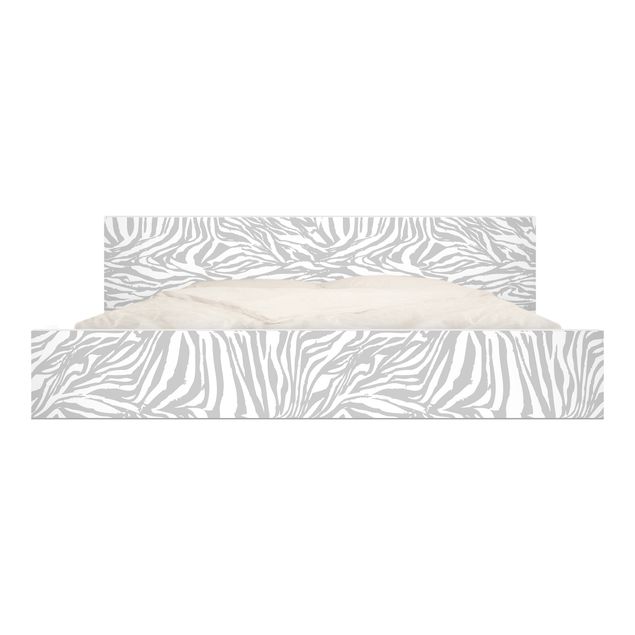Pellicole adesive per mobili letto Malm IKEA Disegno zebra grigio chiaro 39x46x13cm
